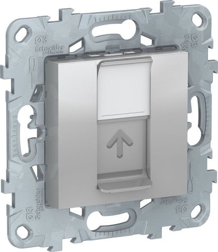 Розетка компьютерная без рамки Schneider Electric Unica New 1-м. RJ45 5e алюминий картинка